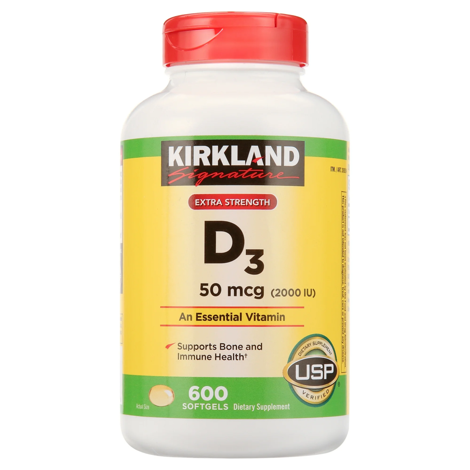 Kirkland Vitamin D3, 50 mcg, 600 softgels