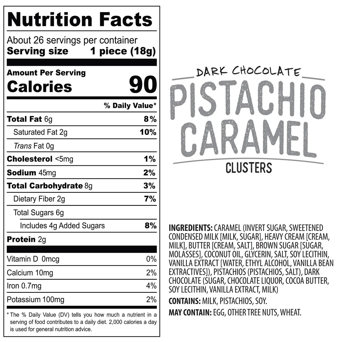 Copper Kettle Dark Chocolate Pistachio Caramel Clusters, 16 oz.