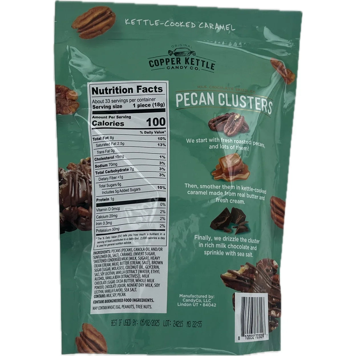 Copper Kettle Candy Company Milk Chocolate Pecan Clusters, 21 oz.