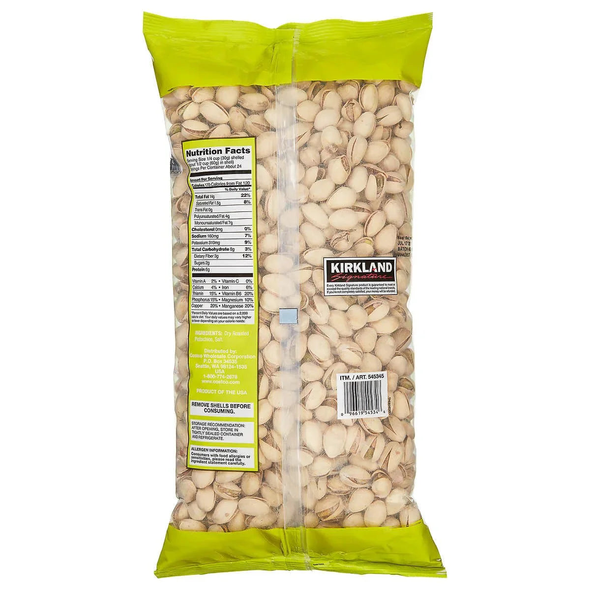 Kirkland In-Shell Pistachios, 3 lbs.