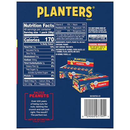 Planters Salted Peanuts, 1 oz, 48 ct.