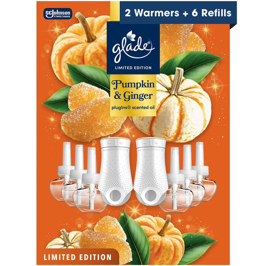 Glade Scented Plug-Ins, Pumpkin & Ginger, 2 Warmers + 6 Refills