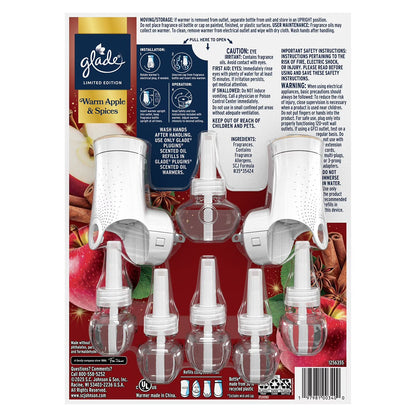 Glade Scented Plug-Ins, Warm Apple and Spices, 2 Warmers + 6 Refills