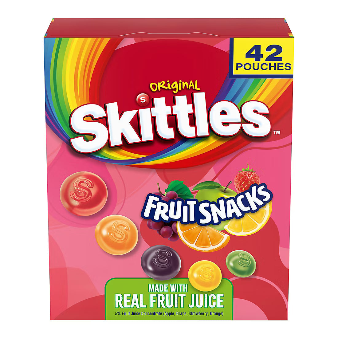 Skittles Fruit Snacks, 0.8oz, 42 ct.