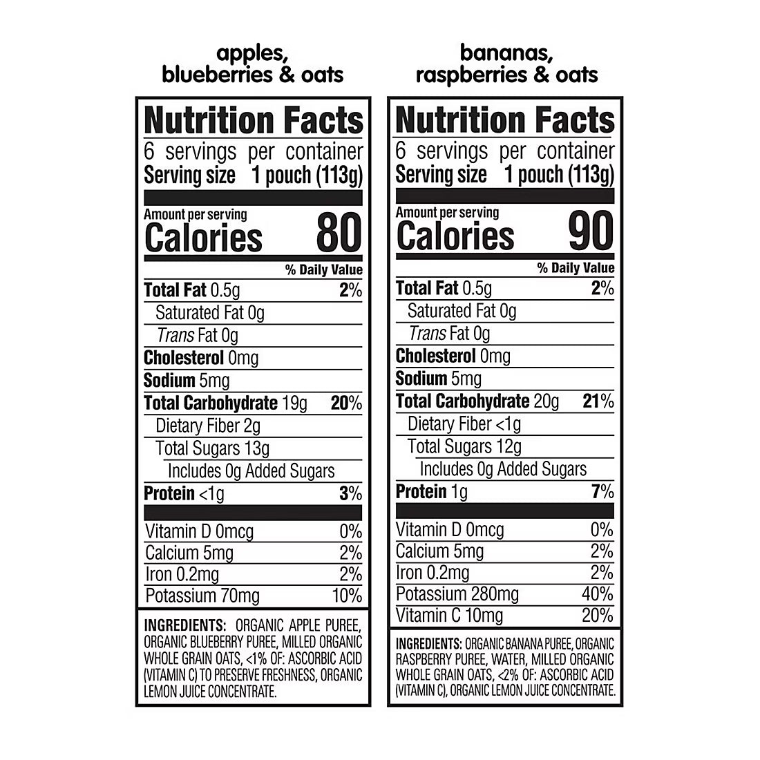 HappyBABY Organic Fruit & Oat Pouches Variety Pack, 12 ct.