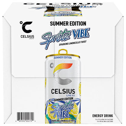 Celsius Summer Spritz Limoncello Energy Drink, 12 oz, 12 ct.