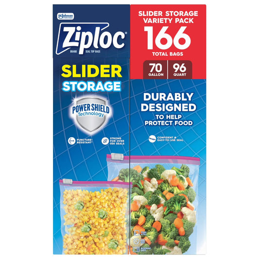 Ziploc Slider Storage Bags Quart & Gallon Variety Pack, 166 ct.