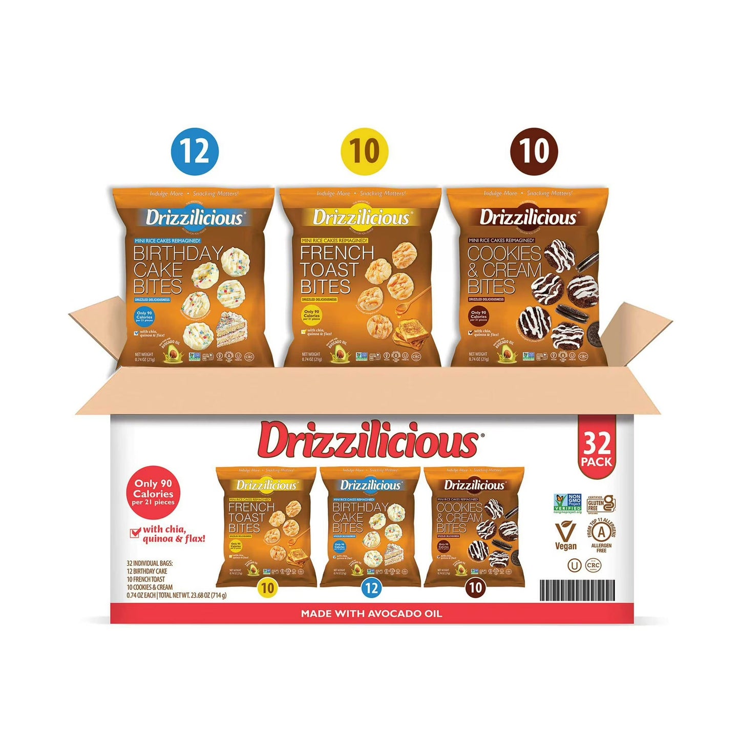 Drizzilicious Mini Rice Cake Bites Variety Pack, 32 ct.