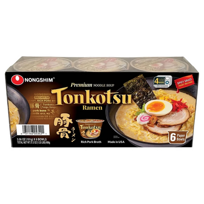 Nongshim Tonkotsu Ramen Bowls, 3.56 oz, 6 ct.