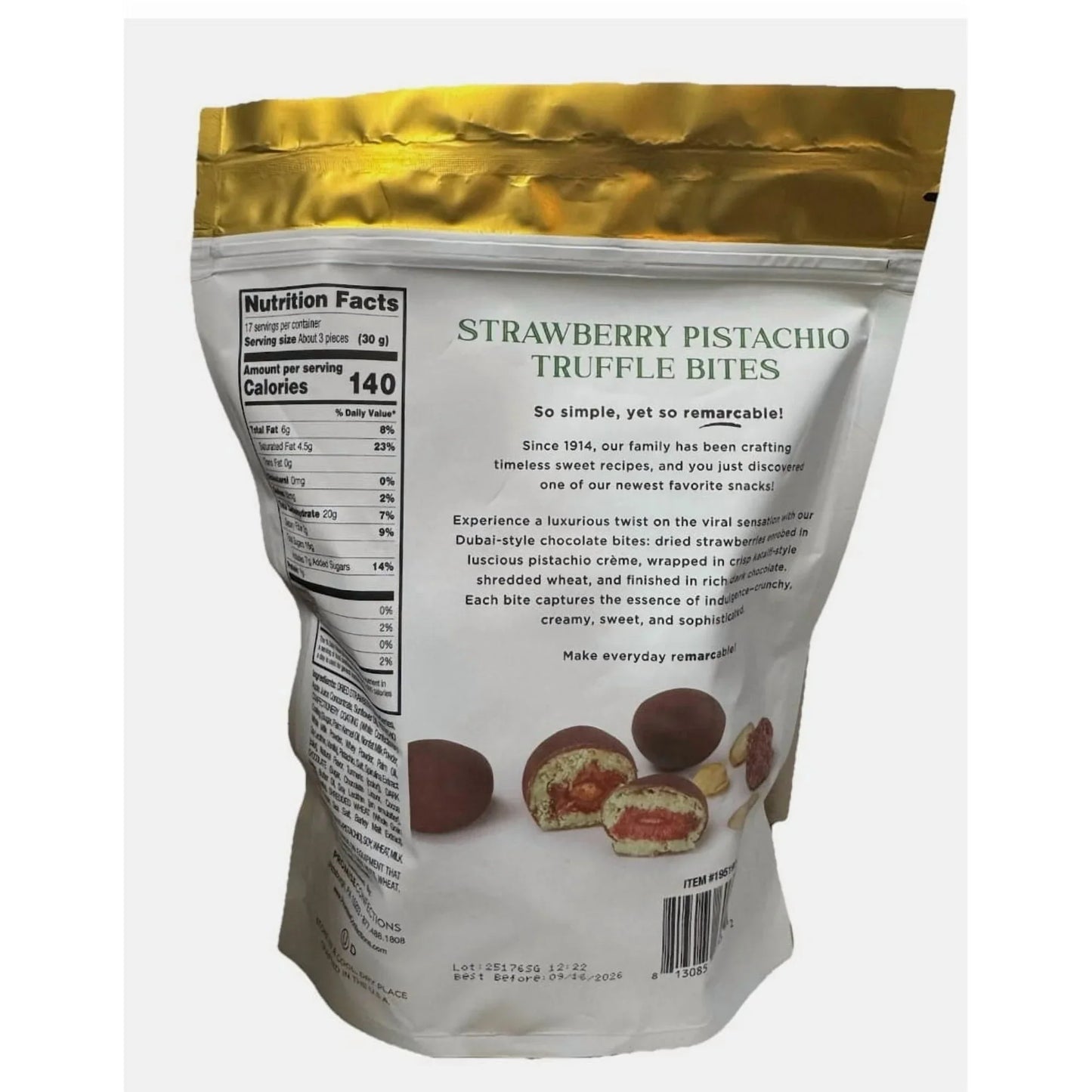 Edward Marc Dubai Style Strawberry Pistachio Truffle Bites, 18 oz.