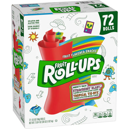 Fruit Roll-Ups - Strawberry & Tropical Tie Dye Variety, 72 ct.