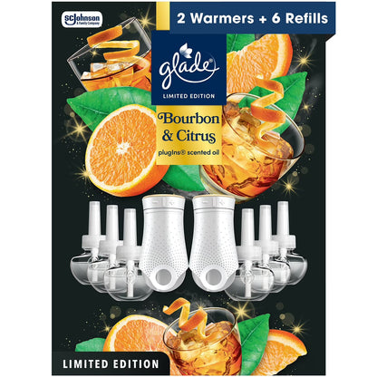 Glade Scented Plug-Ins, Bourbon and Citrus, 2 Warmers + 6 Refills