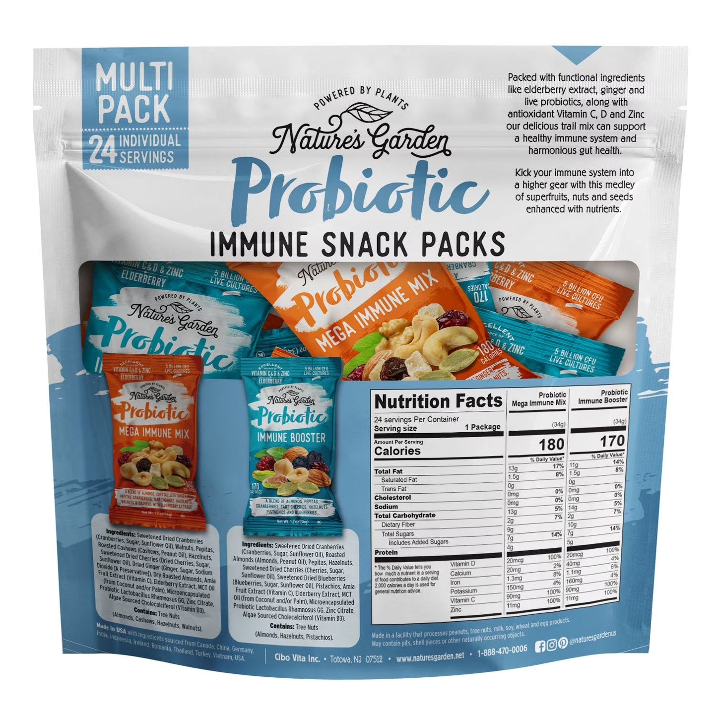 Nature's Garden Probiotic Immune Snack Packs, 1.2 oz, 24 ct.