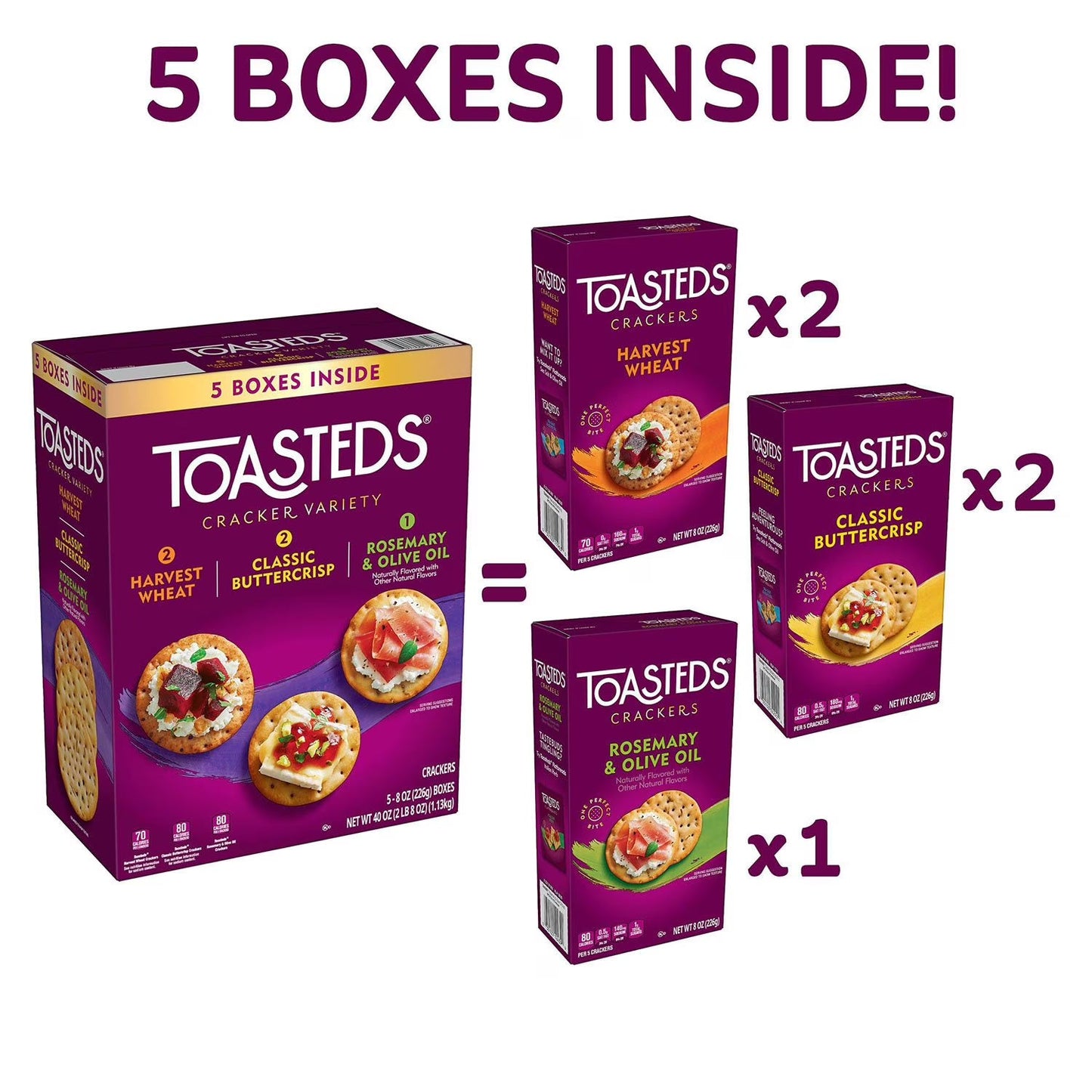Kellogg's Toasteds Crackers Variety Pack, 40 oz.