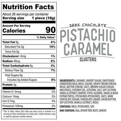Copper Kettle Dark Chocolate Pistachio Caramel Clusters, 16 oz.