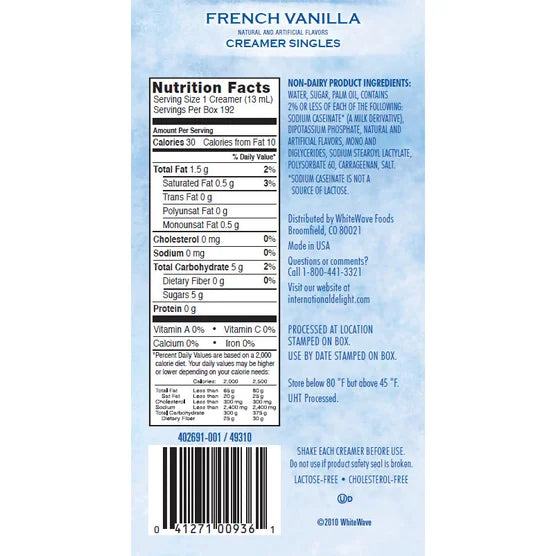 International Delight French Vanilla Creamers, 192 ct.