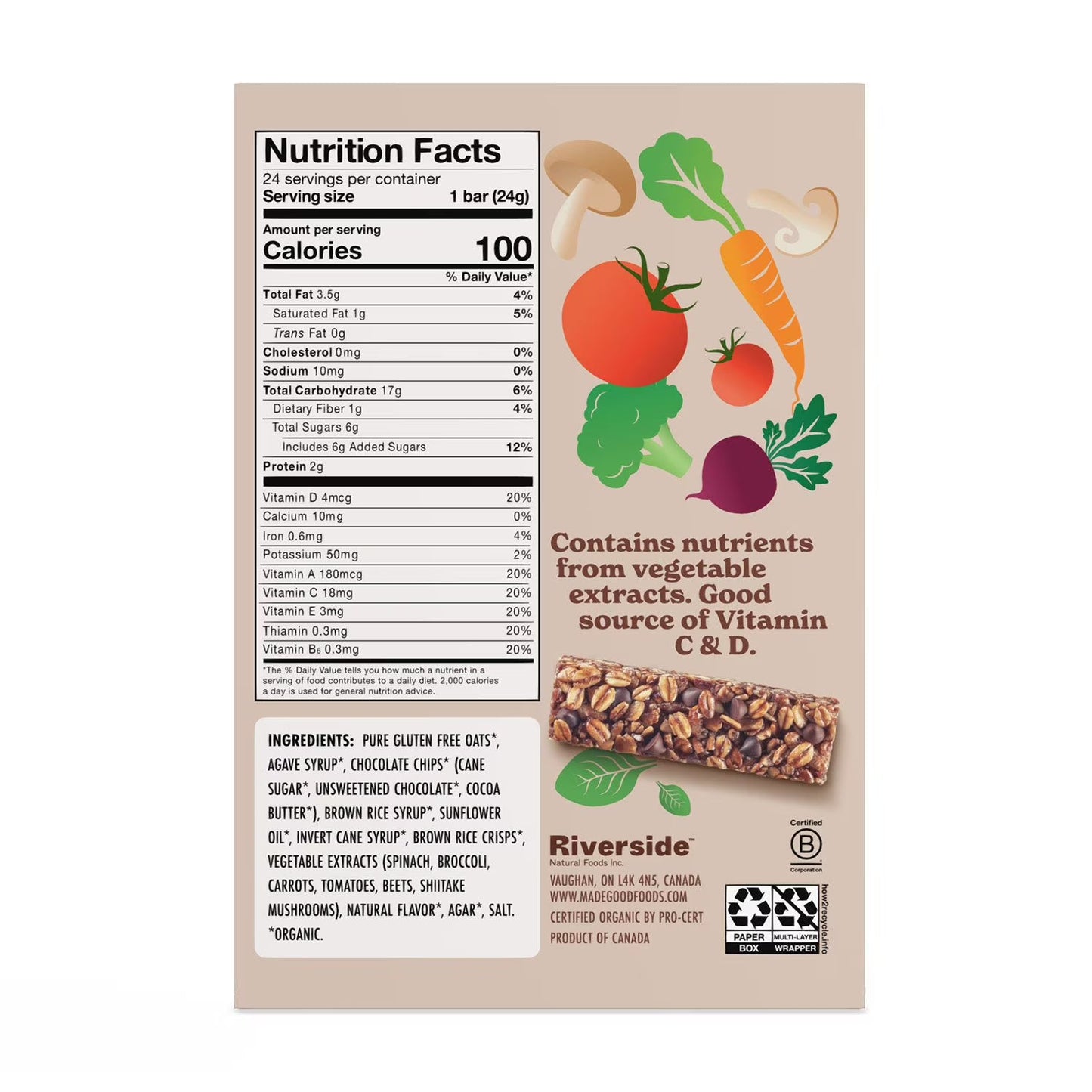 Made Good Chocolate Chip Granola Bars, 24 ct.