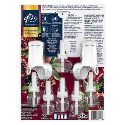 Glade Scented Plug-Ins, Pomegranate and Currents, 2 Warmers + 6 Refills