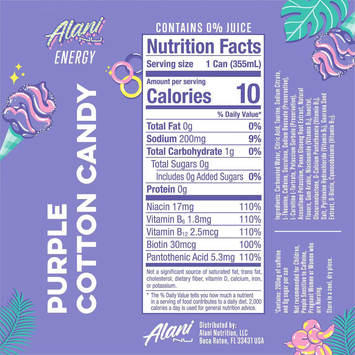 Alani Nu Purple Cotton Candy Energy Drink, 12 oz.