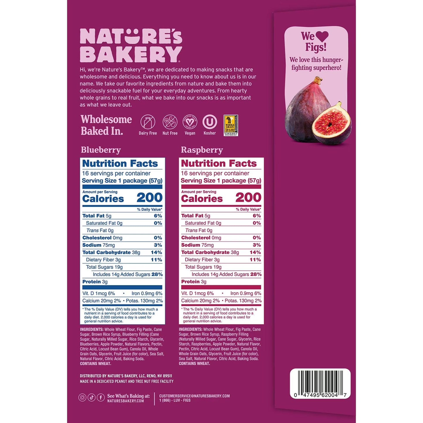 Nature's Bakery Fig Bar Variety Pack Blueberry and Raspberry, 2 oz, 32 ct.