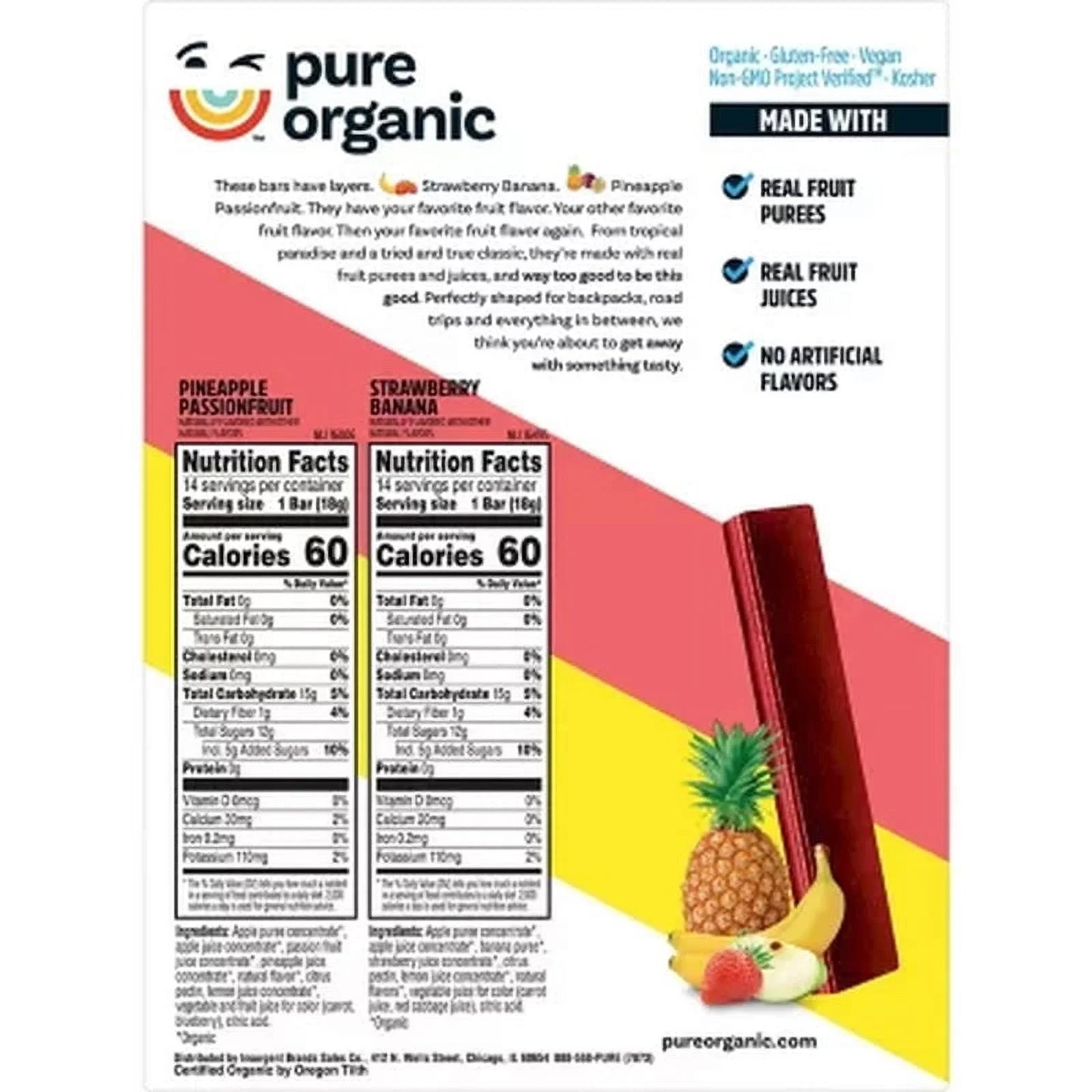 Pure Organic Layered Fruit Bars 2 Flavor Variety Pack, 28 ct.