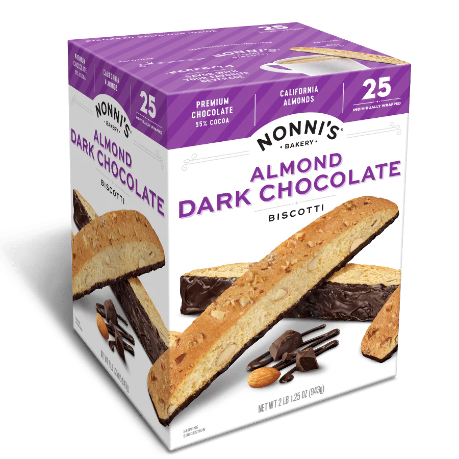 Nonni's Biscotti Almond & Dark Chocolate, 1.33 oz, 25 ct.
