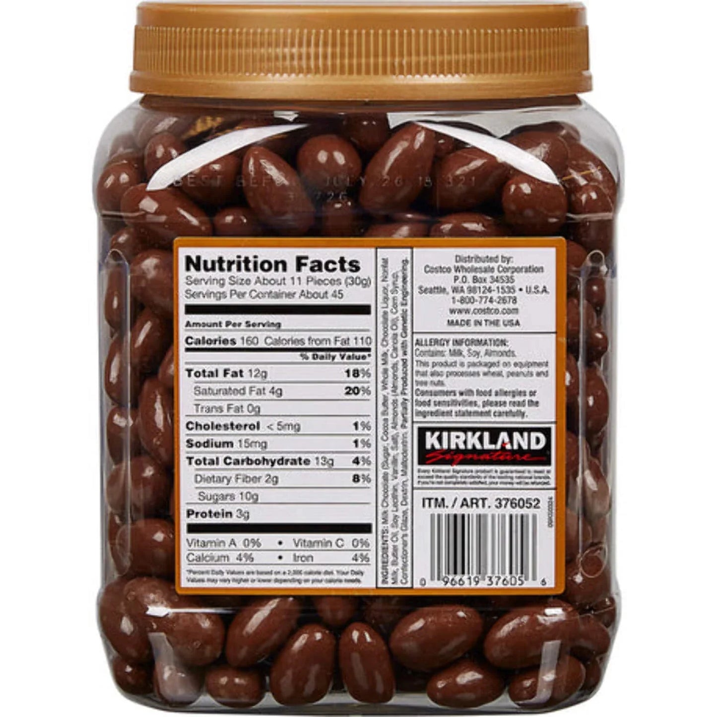 Kirkland Chocolate Covered Almonds, 3 lb.