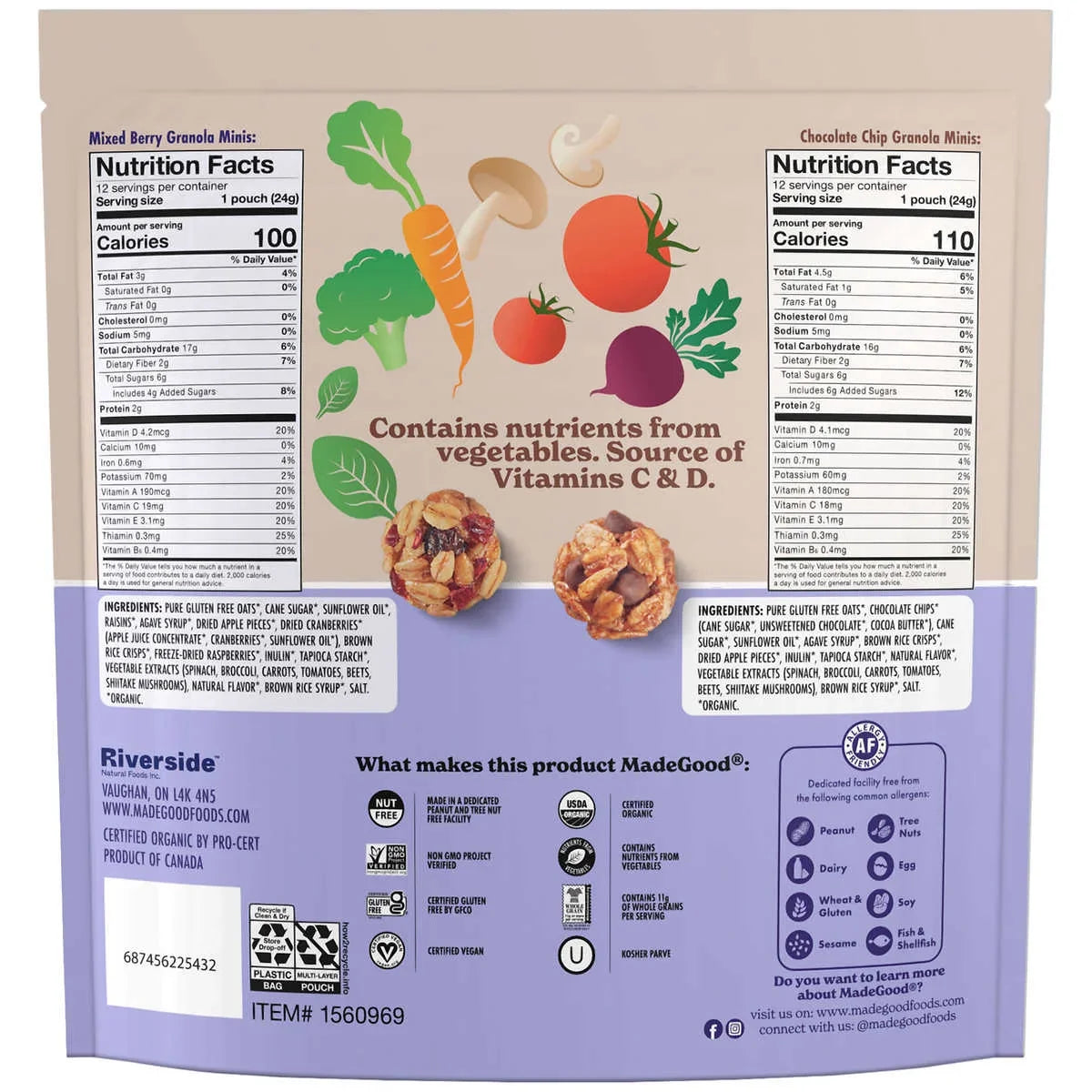 Made Good Organic Granola Minis, 0.85 oz, 24 ct.