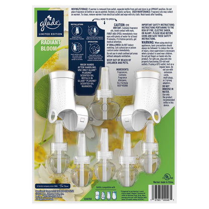 Glade Scented Plug-Ins, Radiant Bloom, 2 Warmers + 6 Refills