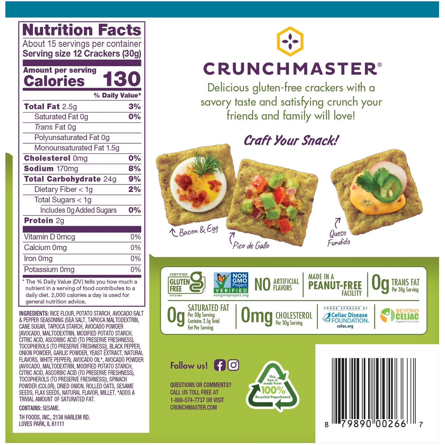 Crunchmaster Avocado Toast Crackers with Salt and Pepper, 16 oz