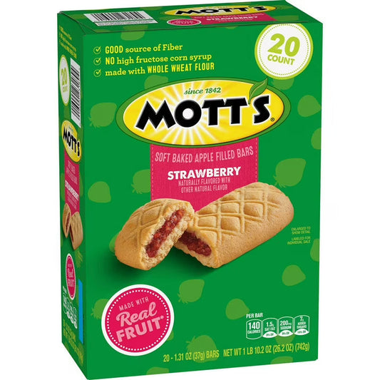 Mott's Soft Baked Apple Filled Strawberry Bars, 20 ct.