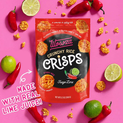 Wowza Crunchy Rice Crisps Fuego Lime, 9.2 oz.