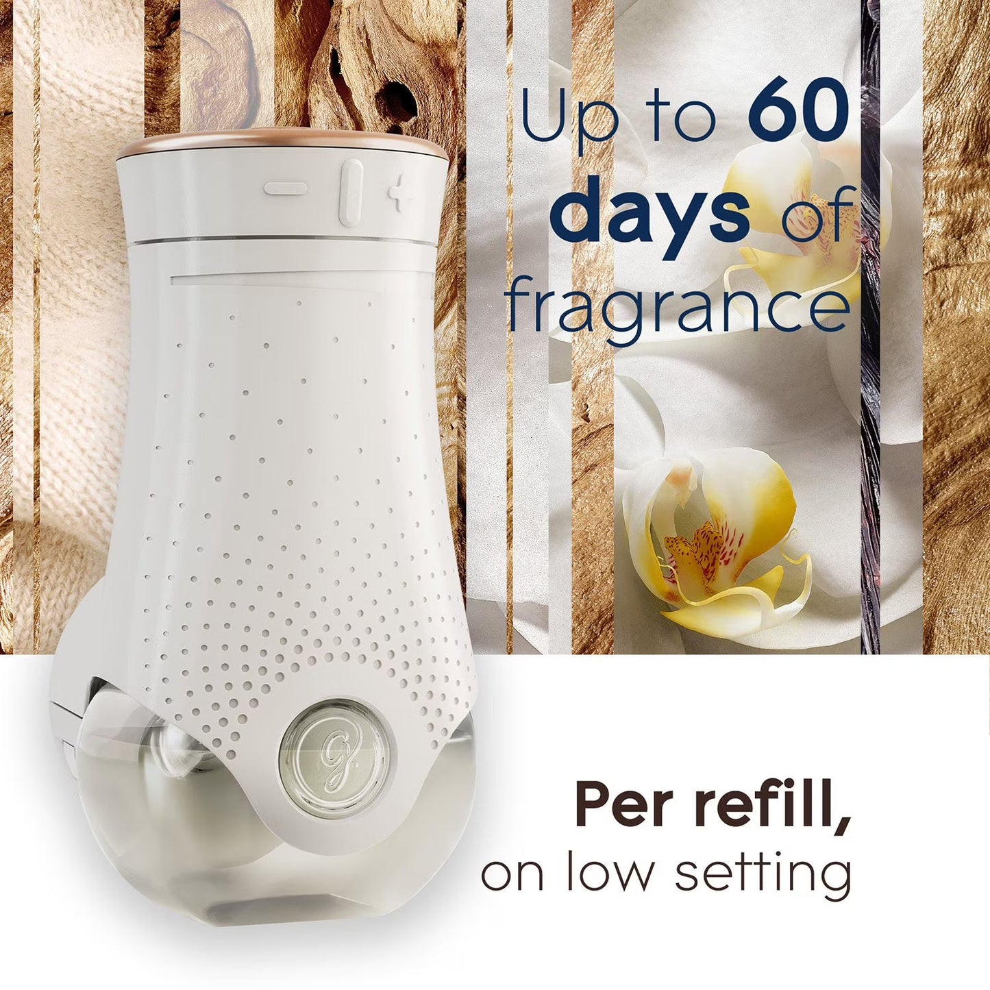 Glade PlugIns Scented Oil Cashmere Woods & Vanilla Embrace, 1 Warmer 9 Refills