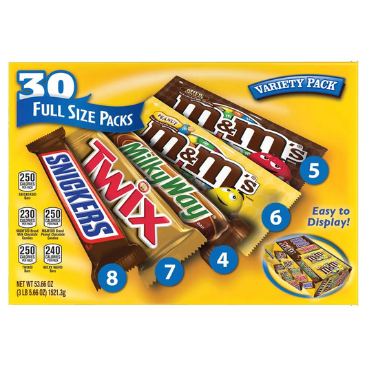 Mars Chocolate and Candy Full Size Variety Packs, 30 ct.