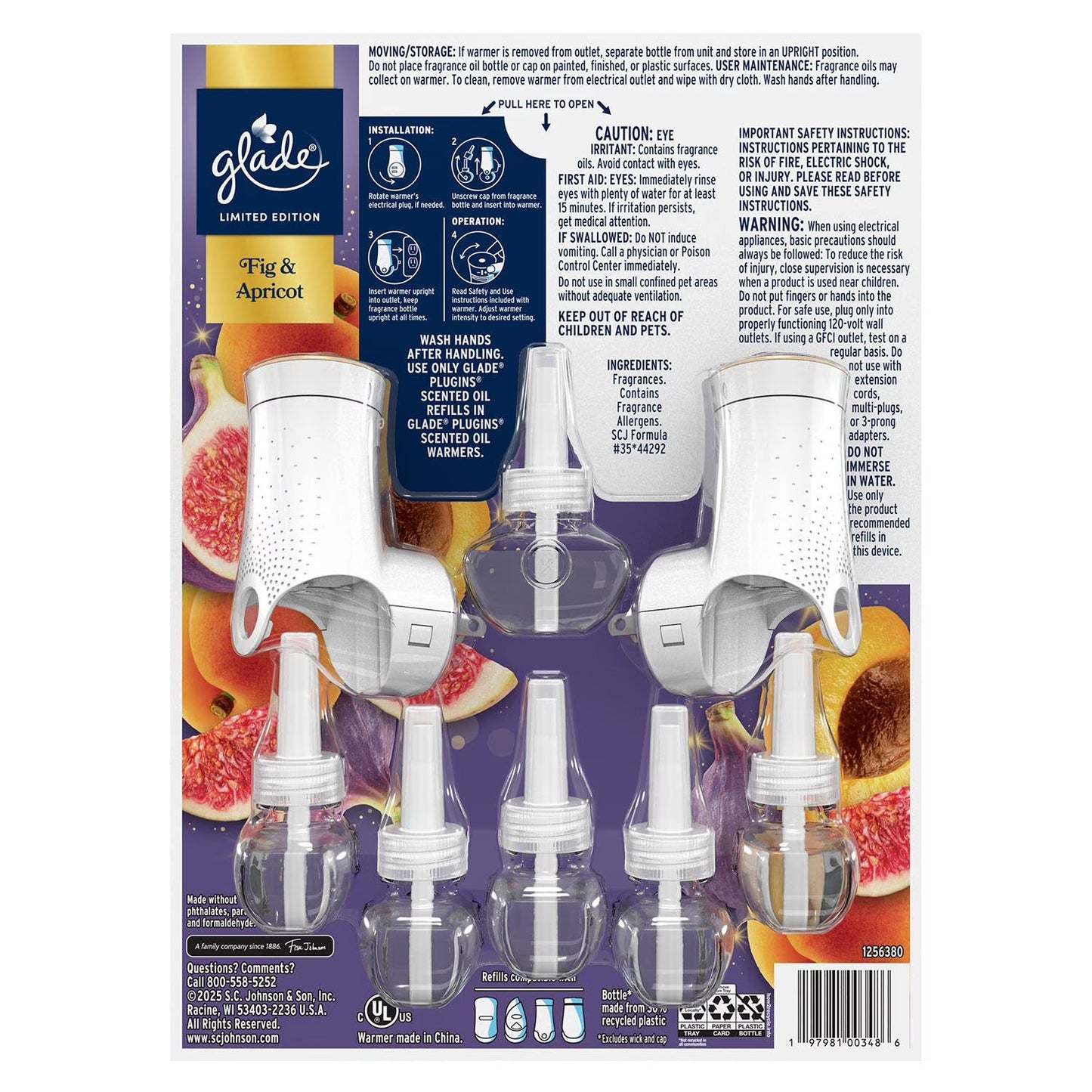 Glade Scented Plug-Ins, Fig and Apricot, 2 Warmers + 6 Refills