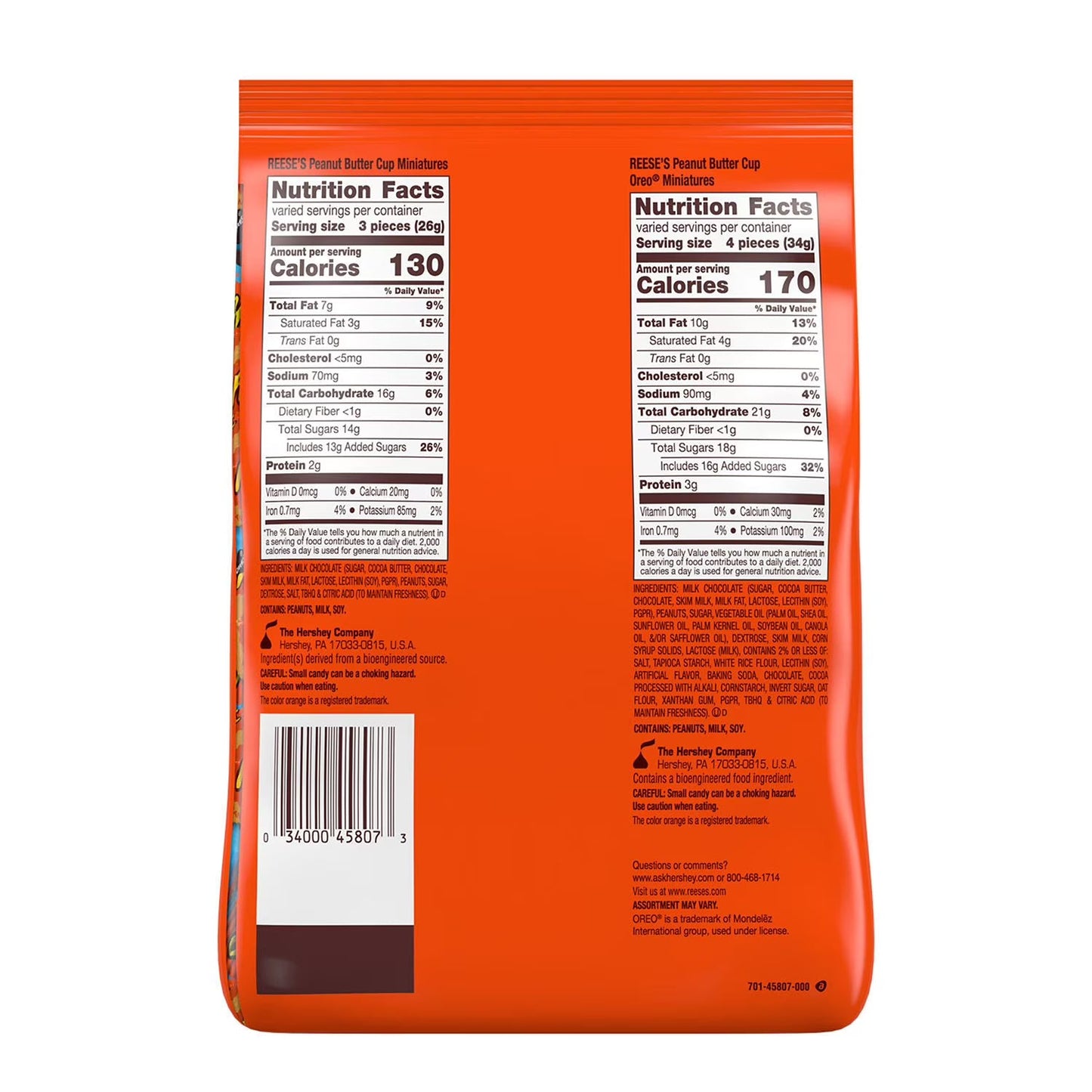 REESE'S Miniatures Oreo and Original Peanut Butter Cups Candy, 48.8 oz.