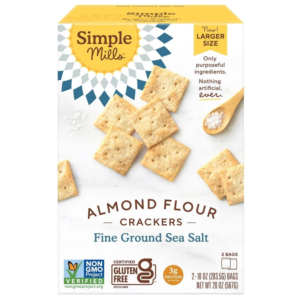 Simple Mills Almond Flour Crackers, 10 oz, 2 ct.
