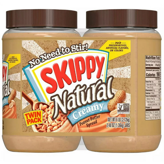 Skippy All Natural Peanut Butter, 48 oz. (2 Pack)