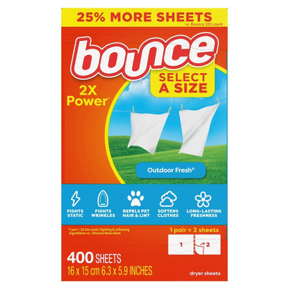 Bounce Select A Size Fabric Softener Dryer Sheets, 400 ct.
