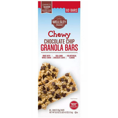 Wellsley Farms Chewy Chocolate Chip Granola Bars, 60 count