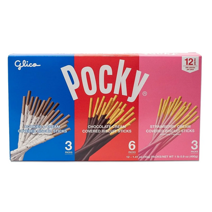 Glico Pocky Biscuit Sticks 3 Flavor Variety, 12 ct.
