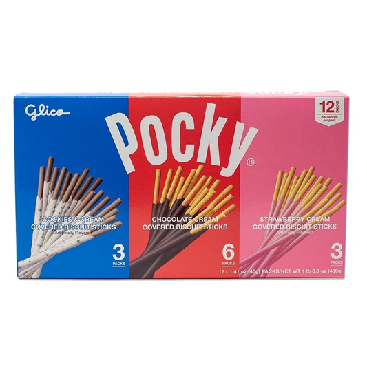 Glico Pocky Biscuit Sticks 3 Flavor Variety, 12 ct.
