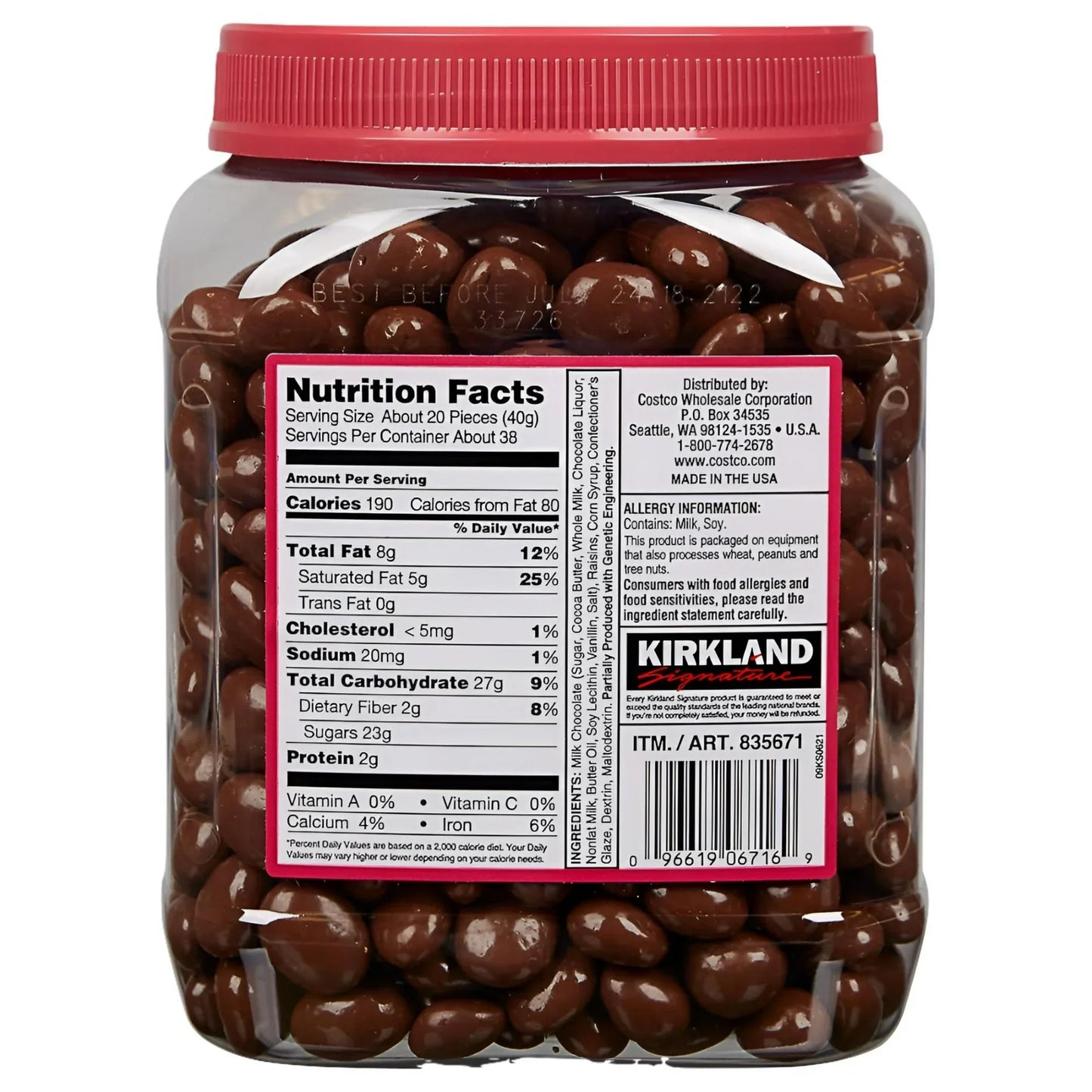 Kirkland Milk Chocolate Covered Raisins, 3.4lb